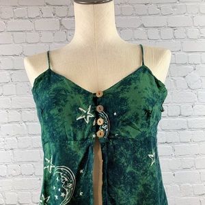 Land of Sun Tank Top Green Boho Batik